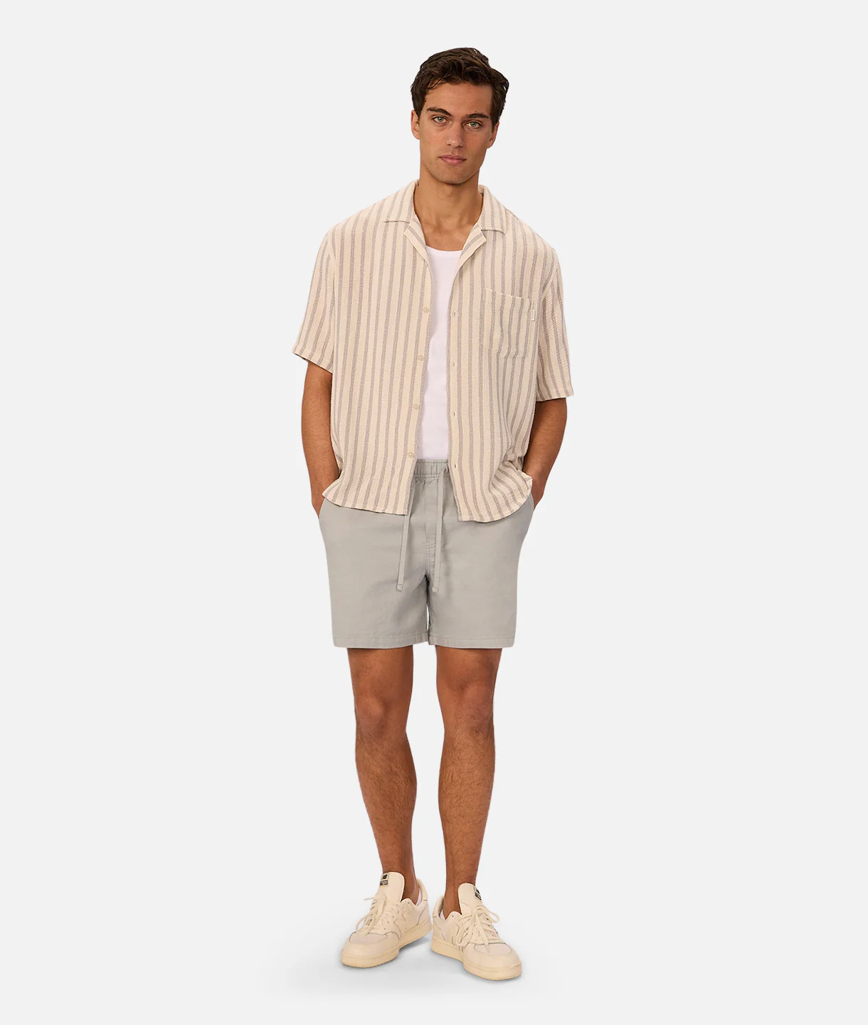 The Cresta Short Sleeve Shirt - Off White / Blue - Image 9