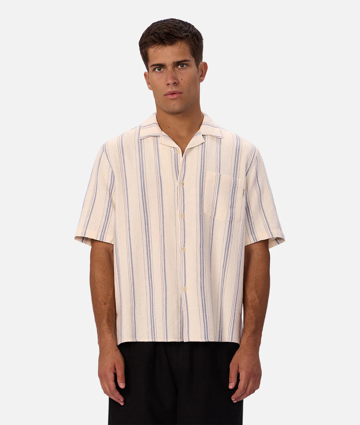 The Bowment Short Sleeve Shirt - Natural Blue Combo