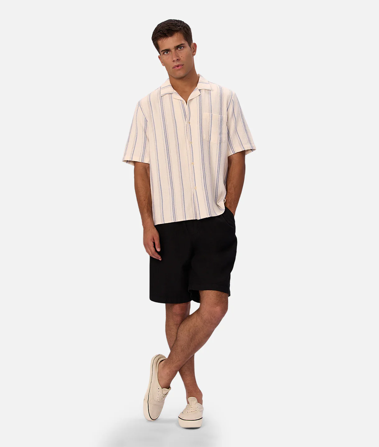 The Bowment Short Sleeve Shirt - Natural Blue Combo - Image 8